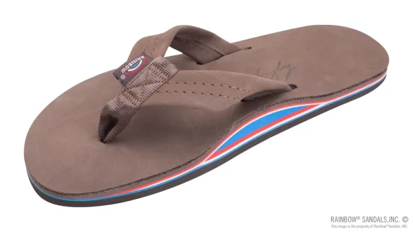 The Americana -Men’s Single layer Premier Leather  Red White & Blue Mid Sole