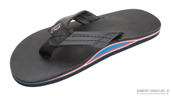 The Americana – Men’s Single Layer Classic Leather with Red White & Blue Mid Sole