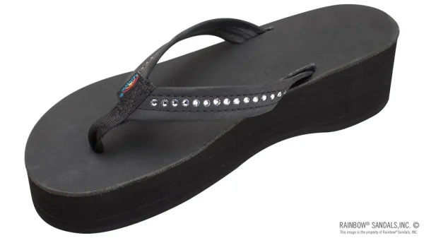 Six Layer Leather Wedge – 3/4″ Strap with Crystals